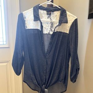 Gorgeous button down top with lace detail